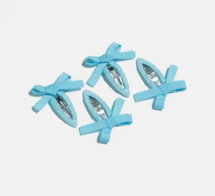 Micro Claws in Berry, chunks, chunks hair accessories, chunks found bath, found bath uk stockist, Laced Bow Claw In Lilac,  Mini Bow Snap Clips in Baby Blue