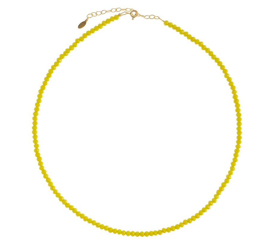 Hermina Athens Cord Chain Necklace, uk stockist found bath, a fish called wanda necklace, jade semi precious stones, gold, yellow crystal necklace