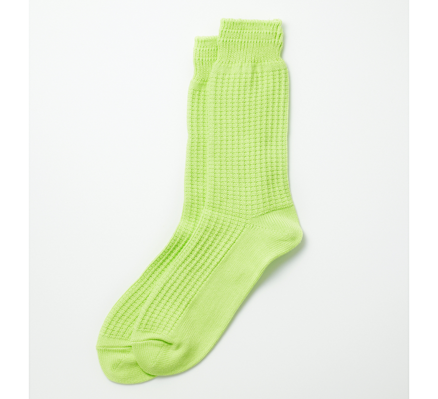 rototo, double face socks, found bath, found bath uk stockist, pink, marl, cotton, wool, ro to to, Japanese socks, made in japan, towelling, rototo uk stockist, lime green waffle socks