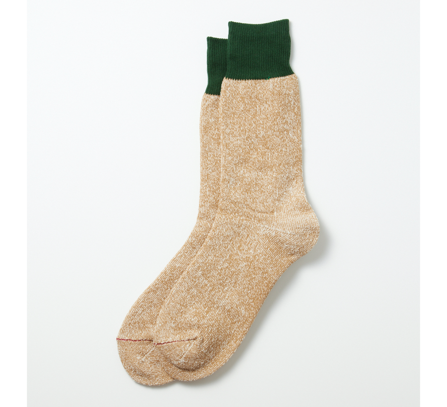 rototo, double face socks, found bath, found bath uk stockist, blue, marl, cotton, wool, ro to to, Japanese socks, made in japan, towelling, rototo uk stockist, dark green Beige Silk Cotton  Double Face Socks