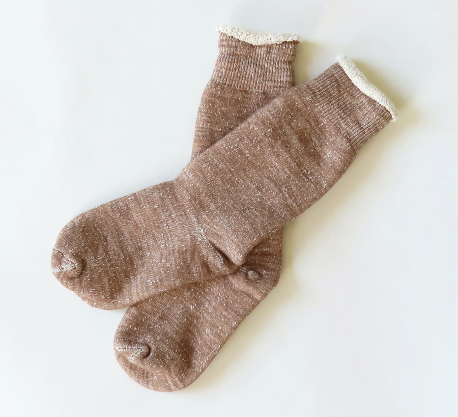 rototo, double face socks, found bath, found bath uk stockist, blue, marl, cotton, wool, ro to to, Japanese socks, made in japan, towelling, rototo uk stockist,  Rototo camel Double Face Socks