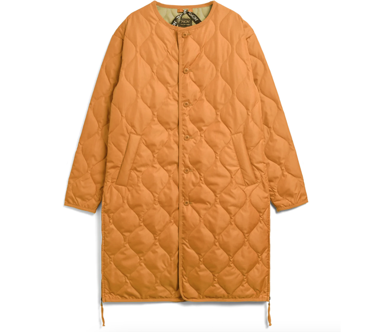 Taion / Dark Orange Long Military Crew Neck Coat