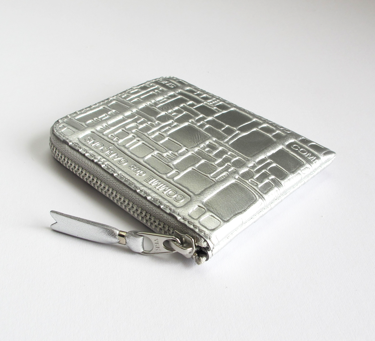 Comme des Garcons Silver Embossed Logo Wallet SA3100