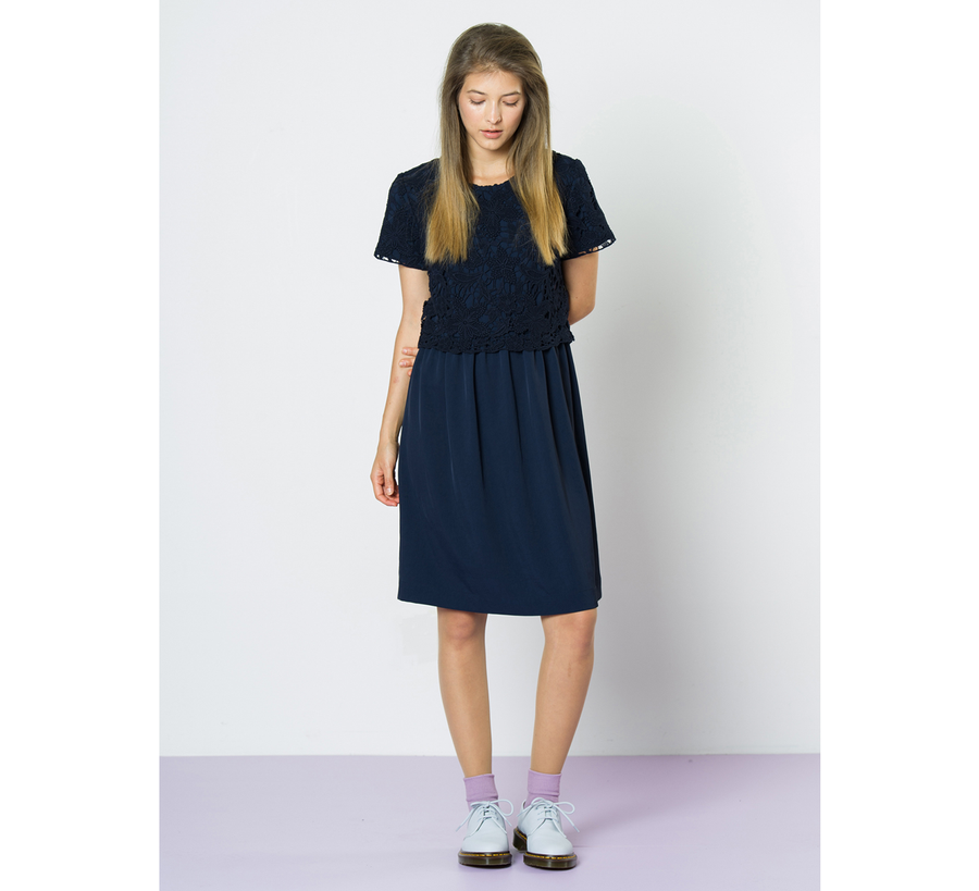 twenty seven names, bells lace dress, navy, found bath, found bath uk stockist, made in new zealand, legacy collection