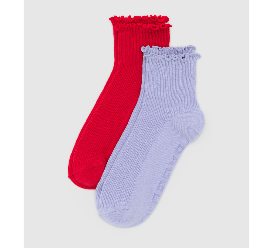 baggu, baggu uk stockist, baggu uk, big baggu, nylon, reusable bag, found bath, found bath uk stockist, baby baggu, happy metallic baggu baby, Baggu / Lavender and Red Lettuce Edge Set of 2 Socks
