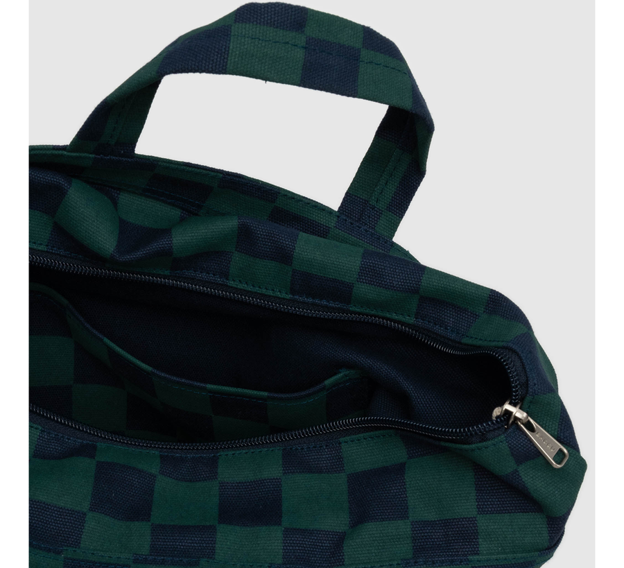 baggu, baggu uk stockist, baggu uk, big baggu, nylon, reusable bag, found bath, found bath uk stockist, baby baggu, happy metallic baggu baby, Horizontal Zip Duck Bag Navy Green Check