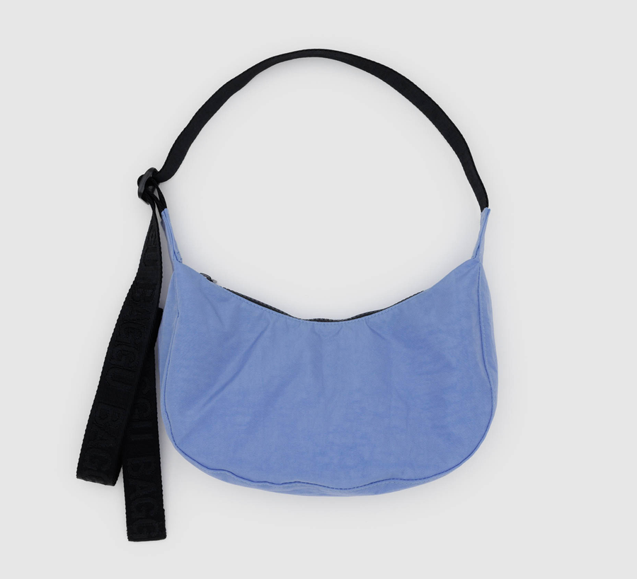 baggu, baggu uk stockist, baggu uk, big baggu, nylon, reusable bag, found bath, found bath uk stockist, baby baggu, happy metallic baggu baby, Small Nylon Crescent Bag cornflower