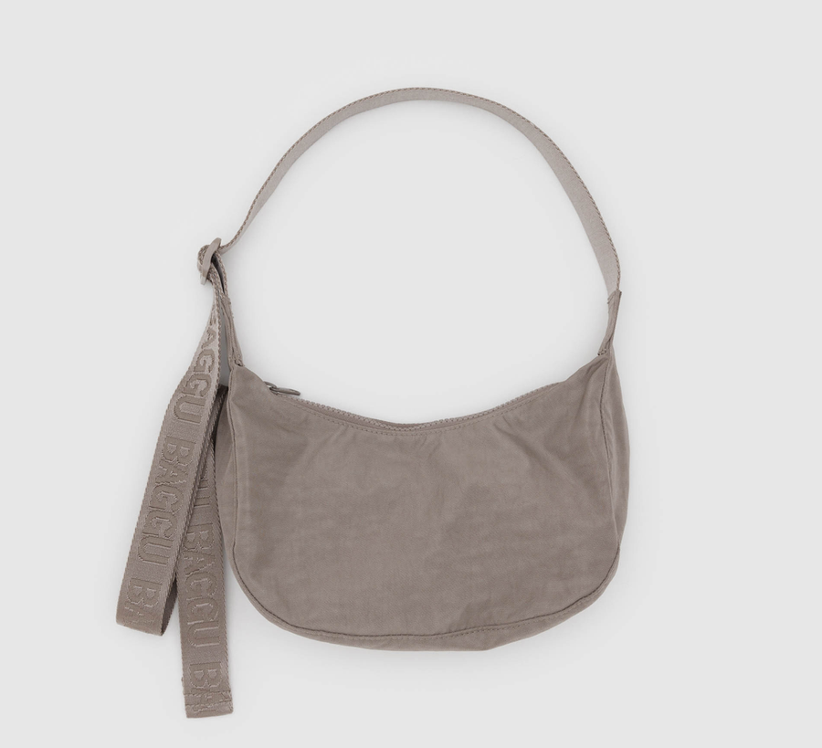 baggu, baggu uk stockist, baggu uk, big baggu, nylon, reusable bag, found bath, found bath uk stockist, baby baggu, happy metallic baggu baby, Small Nylon Crescent Bag dove