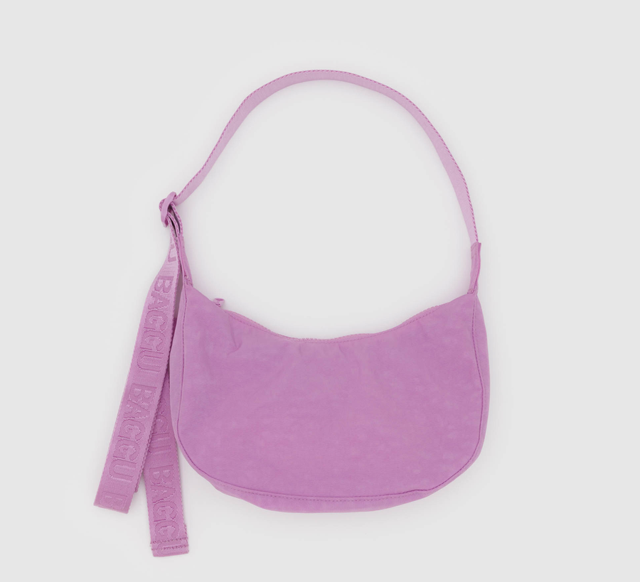 baggu, baggu uk stockist, baggu uk, big baggu, nylon, reusable bag, found bath, found bath uk stockist, baby baggu, happy metallic baggu baby, Small Nylon Crescent Bag peony