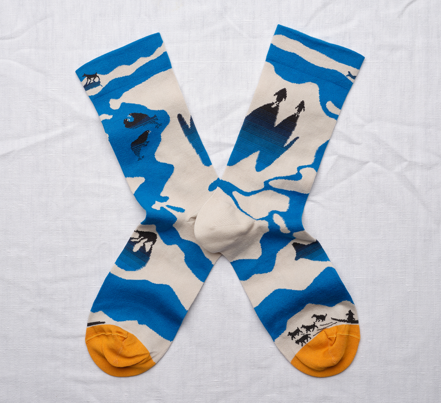 bonne maison, bonne maison uk stockist, found bath, found bath uk stockist, degrade wave long socks, knee high socks, iceberg socks