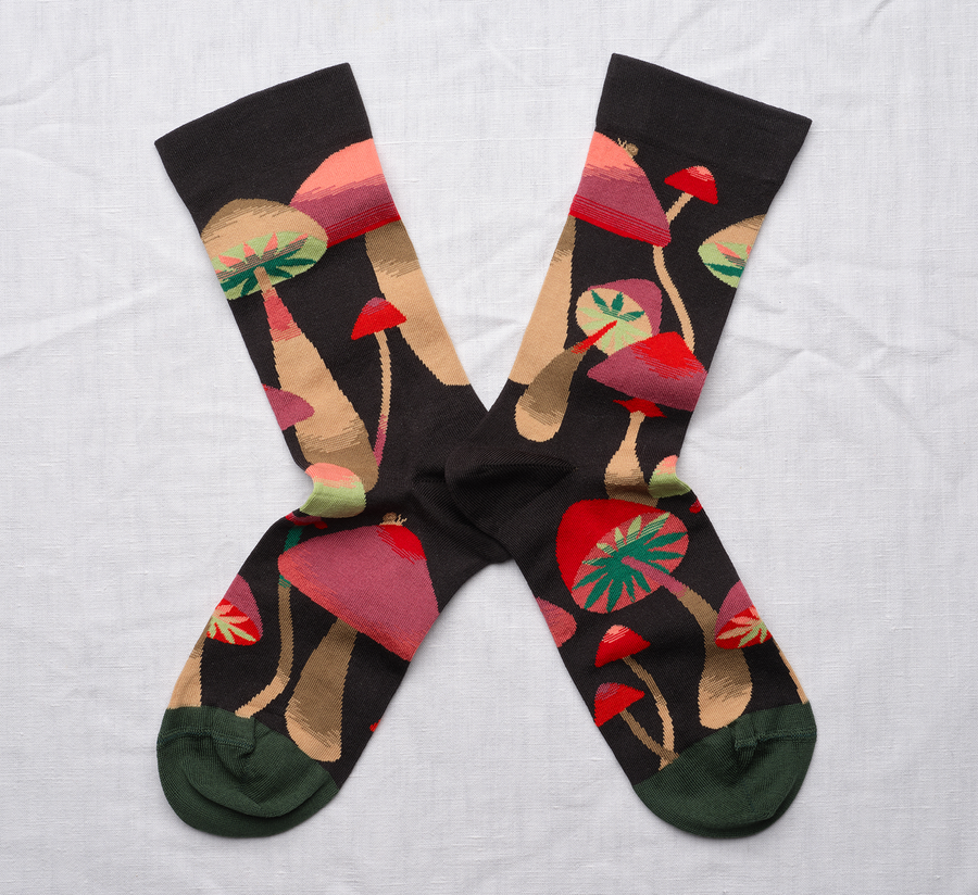 bonne maison, bonne maison uk stockist, found bath, found bath uk stockist, degrade wave long socks, knee high socks, mushroom socks