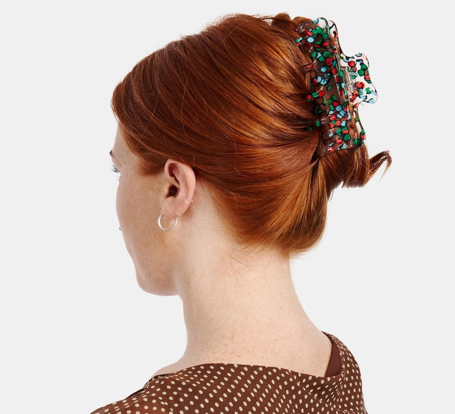chunks accessories, hair accessories, found bath uk stockist, found bath chunks uk stockist, checkerboard hair claw, Bingo Large Jojo Hair Claw
