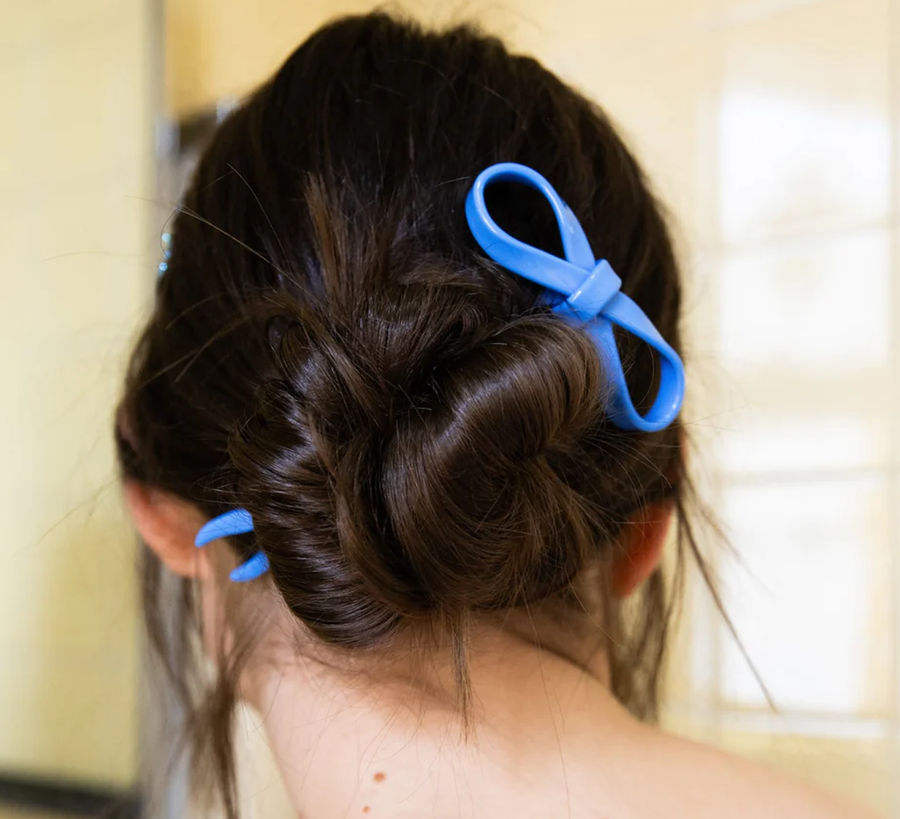 Chunks / Blue Large Bow Hairpin