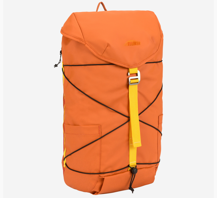 Elliker, elliker found bath, elliker found bath uk stockist, Black Dayle Roll Top Backpack 21/25L, orange yellow Wharfe Flap Over Backpack 22L
