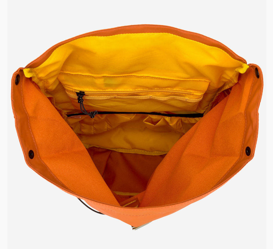 Elliker, elliker found bath, elliker found bath uk stockist, orange yellow Dayle Roll Top Backpack 21/25L