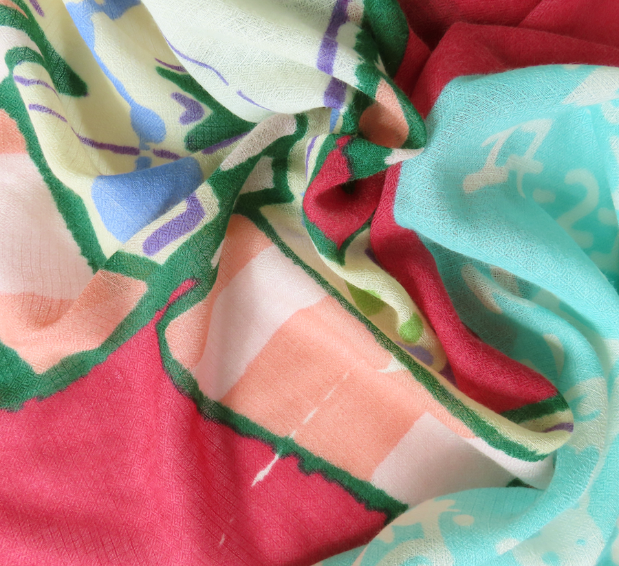 100% wool scarf, Epice, wool Scarf, epice paris, copenhagen, denmark, france, wool, found bath, found bath uk stockist, woven scarf, Mint Square Graffiti Scarf SW2503 C-MINT