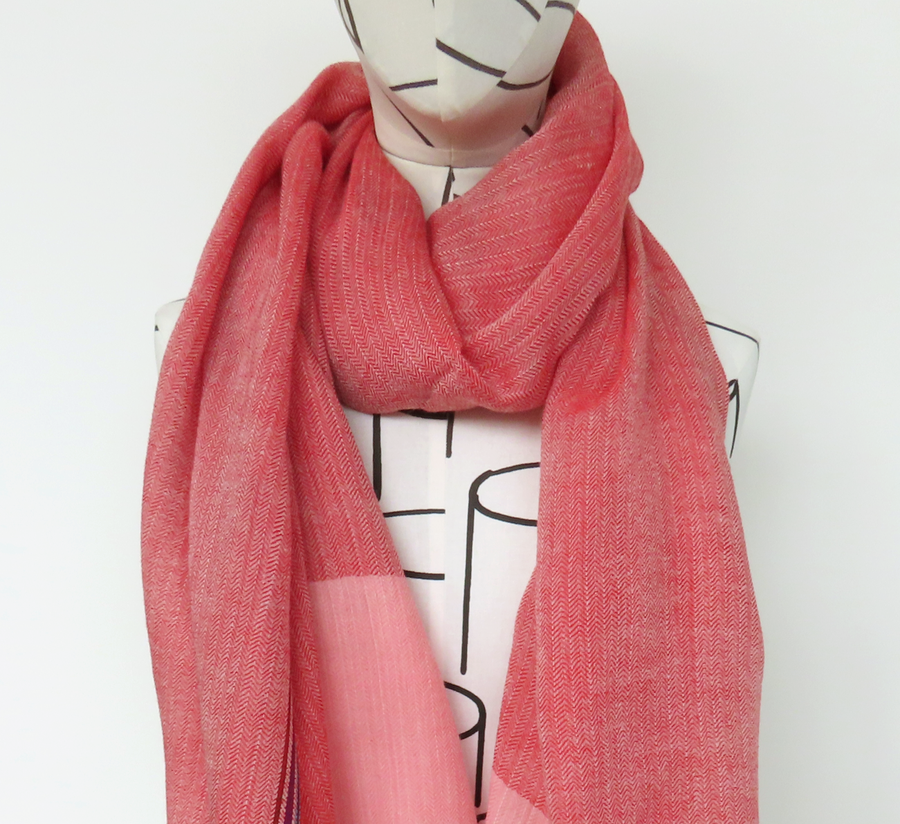 100% wool scarf, Epice, wool Scarf, epice paris, copenhagen, denmark, france, wool, found bath, found bath uk stockist, woven scarf, Red Herringbone Scarf EPICE UNI 3 CI-RED