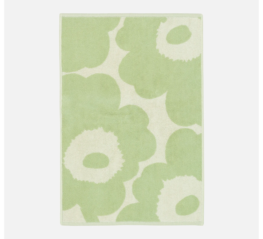 Marimekko, unikko, unikka unniko, flower beige, blue, found bath, found bath uk stockist, marimekko uk stockist, kitchen towel, tea towel, black and white, white blue, face, towel, guest towel green, 50 x 70cm