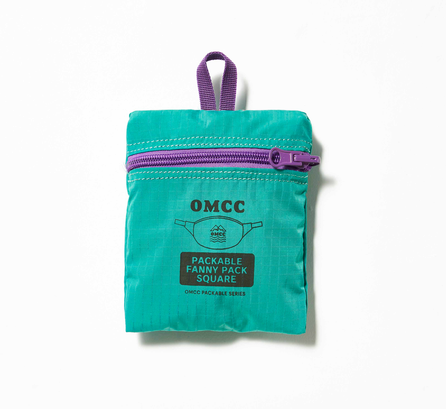 omcc japan, omcc uk stockist, omcc uk, nylon, reusable bag, found bath, found bath uk stockist, Ocean × Mountain × City × Creation, ocean mountain city creation, Packable Fanny Pack Turquoise & Purple
