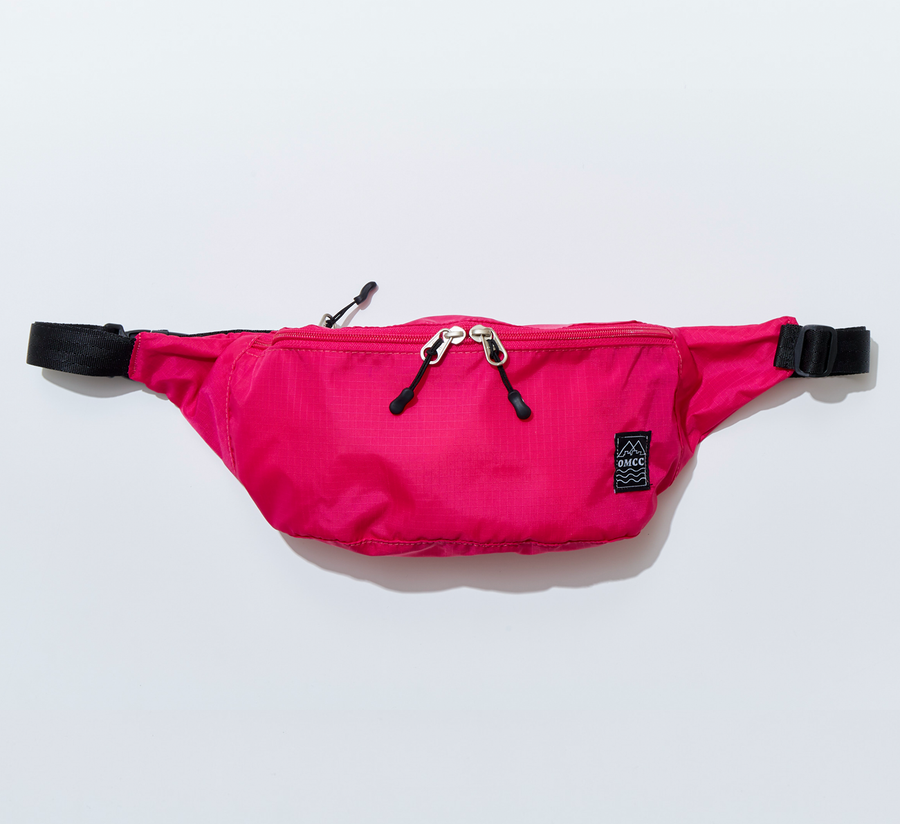 omcc japan, omcc uk stockist, omcc uk, nylon, reusable bag, found bath, found bath uk stockist, Ocean × Mountain × City × Creation, ocean mountain city creation, Packable Fanny Pack fuchsia