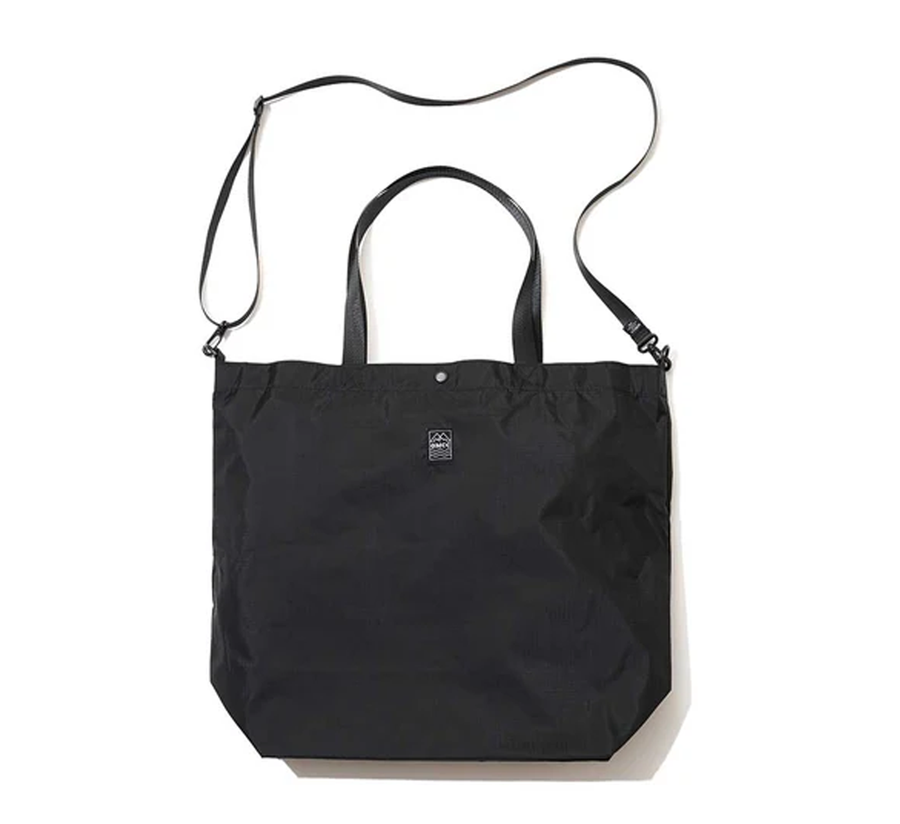omcc japan, omcc uk stockist, omcc uk, nylon, reusable bag, found bath, found bath uk stockist, Ocean × Mountain × City × Creation, ocean mountain city creation, Large Packable Tote Bag black
