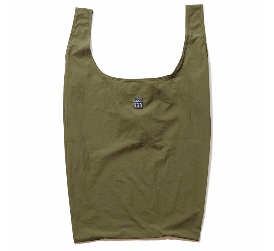 omcc japan, omcc uk stockist, omcc uk, nylon, reusable bag, found bath, found bath uk stockist, Ocean × Mountain × City × Creation, ocean mountain city creation, Large Shopping Bag olive
