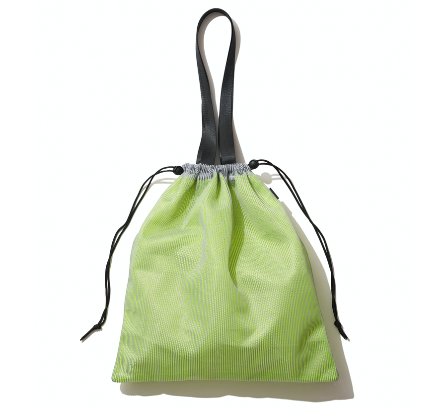omcc japan, omcc uk stockist, omcc uk, nylon, reusable bag, found bath, found bath uk stockist, Ocean × Mountain × City × Creation, ocean mountain city creation, Mesh Tote Bag Grey/Neon Yellow