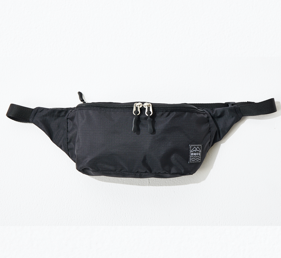 omcc japan, omcc uk stockist, omcc uk, nylon, reusable bag, found bath, found bath uk stockist, Ocean × Mountain × City × Creation, ocean mountain city creation, Packable Fanny Pack Black
