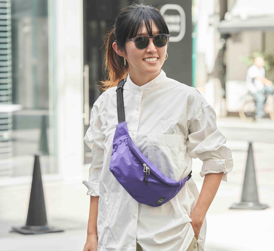 omcc japan, omcc uk stockist, omcc uk, nylon, reusable bag, found bath, found bath uk stockist, Ocean × Mountain × City × Creation, ocean mountain city creation, Packable Fanny Pack purple
