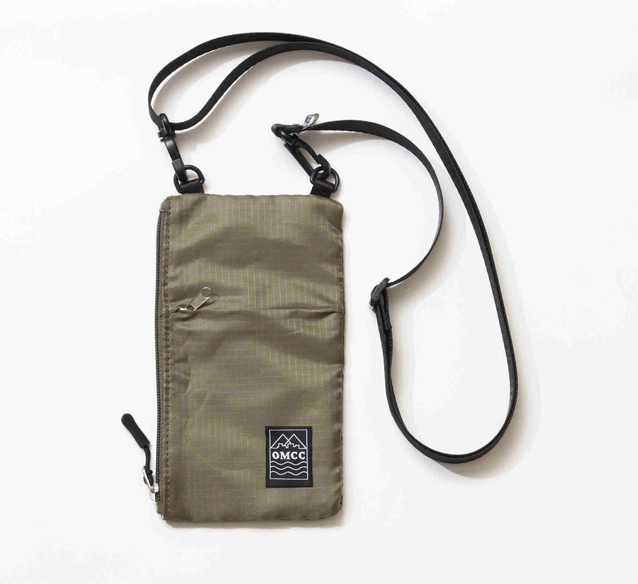 omcc japan, omcc uk stockist, omcc uk, nylon, reusable bag, found bath, found bath uk stockist, Ocean × Mountain × City × Creation, ocean mountain city creation, Phone Sacoche olive