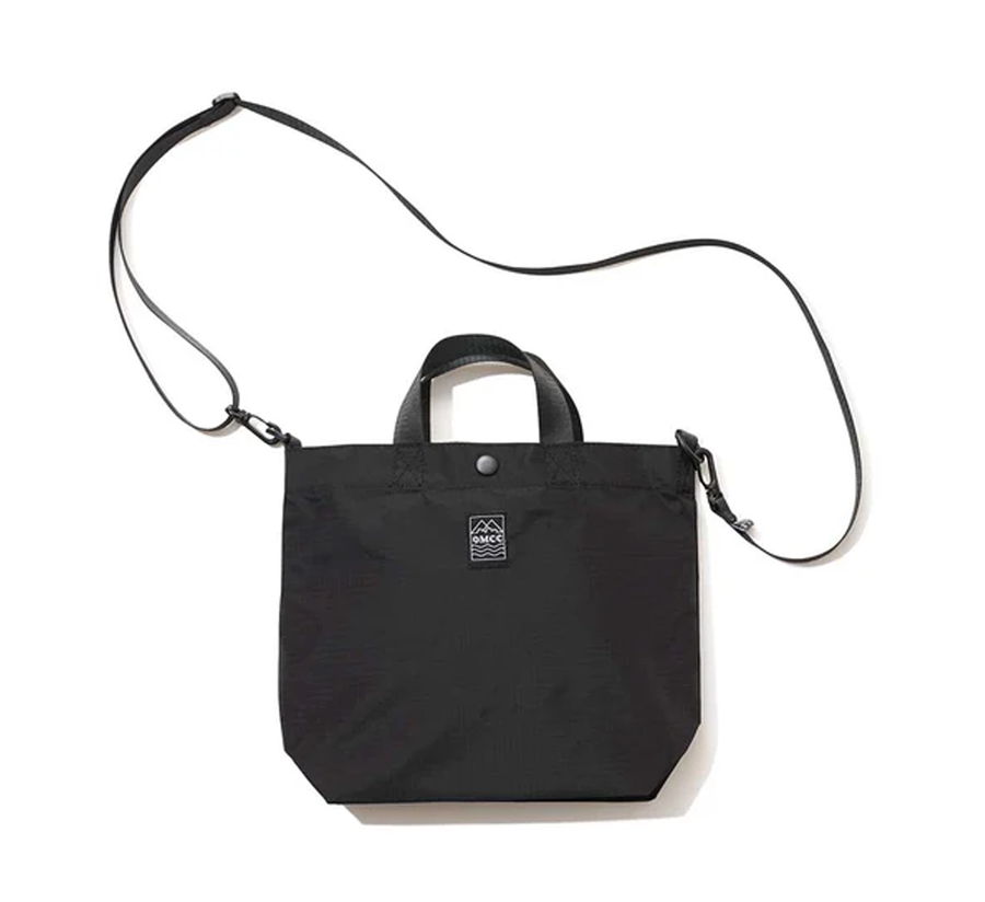 omcc japan, omcc uk stockist, omcc uk, nylon, reusable bag, found bath, found bath uk stockist, Ocean × Mountain × City × Creation, ocean mountain city creation, small Packable Tote Bag black
