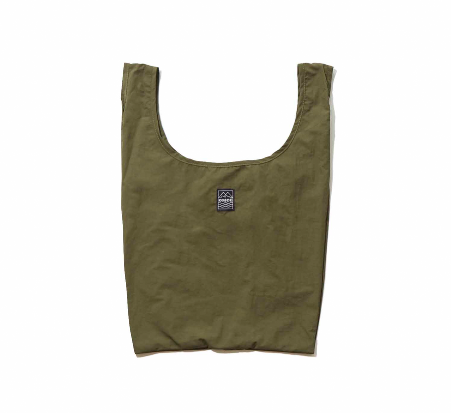 omcc japan, omcc uk stockist, omcc uk, nylon, reusable bag, found bath, found bath uk stockist, Ocean × Mountain × City × Creation, ocean mountain city creation, Small Shopping Bag olive