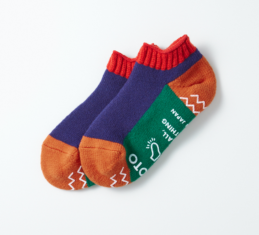 rototo, rototo uk stockist, found bath, found bath uk stockist, pile red ribbed socks, red mix marl, japan, japanese socks, loose pile socks, slipper socks, charcoal grey, non slip, RED AND NAVY

