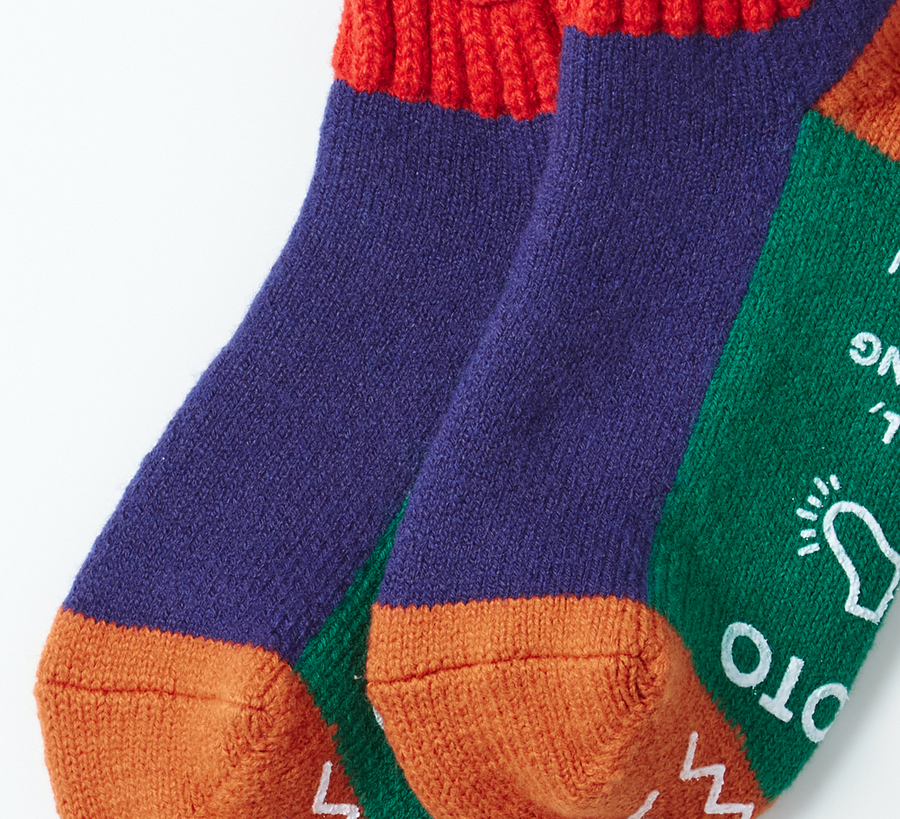 rototo, rototo uk stockist, found bath, found bath uk stockist, pile red ribbed socks, red mix marl, japan, japanese socks, loose pile socks, slipper socks, charcoal grey, non slip, RED AND NAVY
