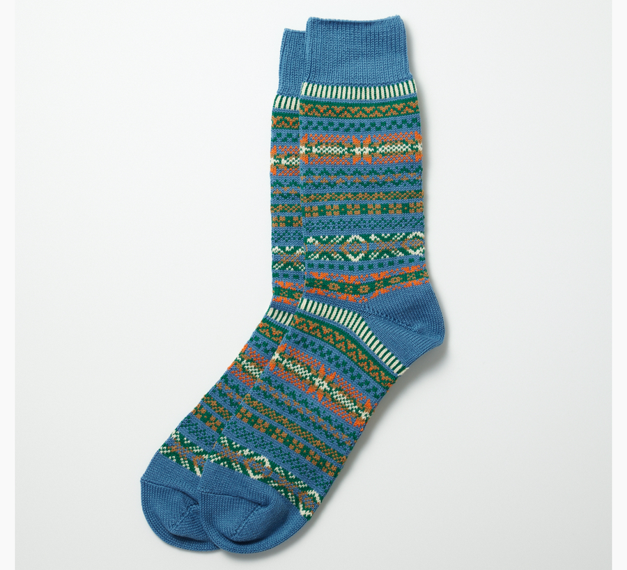 Rototo / Blue Fairisle Jacquard Socks