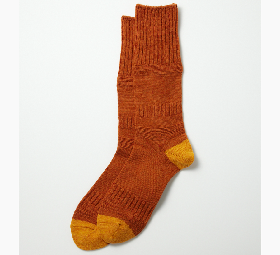 Rototo orange Guernsey Pattern Socks, found bath, found bath uk stockist, wool socks