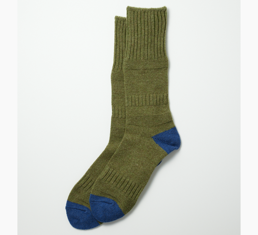 Rototo green blue Guernsey Pattern Socks, found bath, found bath uk stockist, wool socks