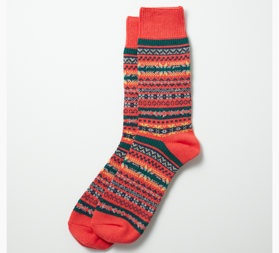 Rototo / Red Fairisle Jacquard Socks