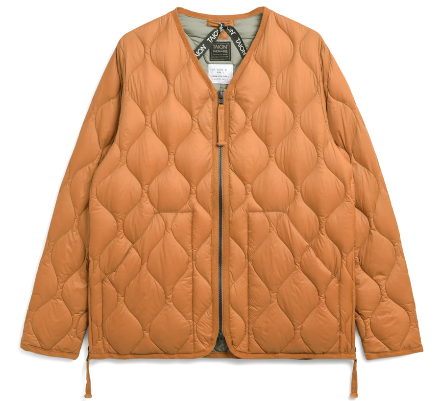 Taion / Dark Orange Soft Shell Military Zip V-Neck Jacket