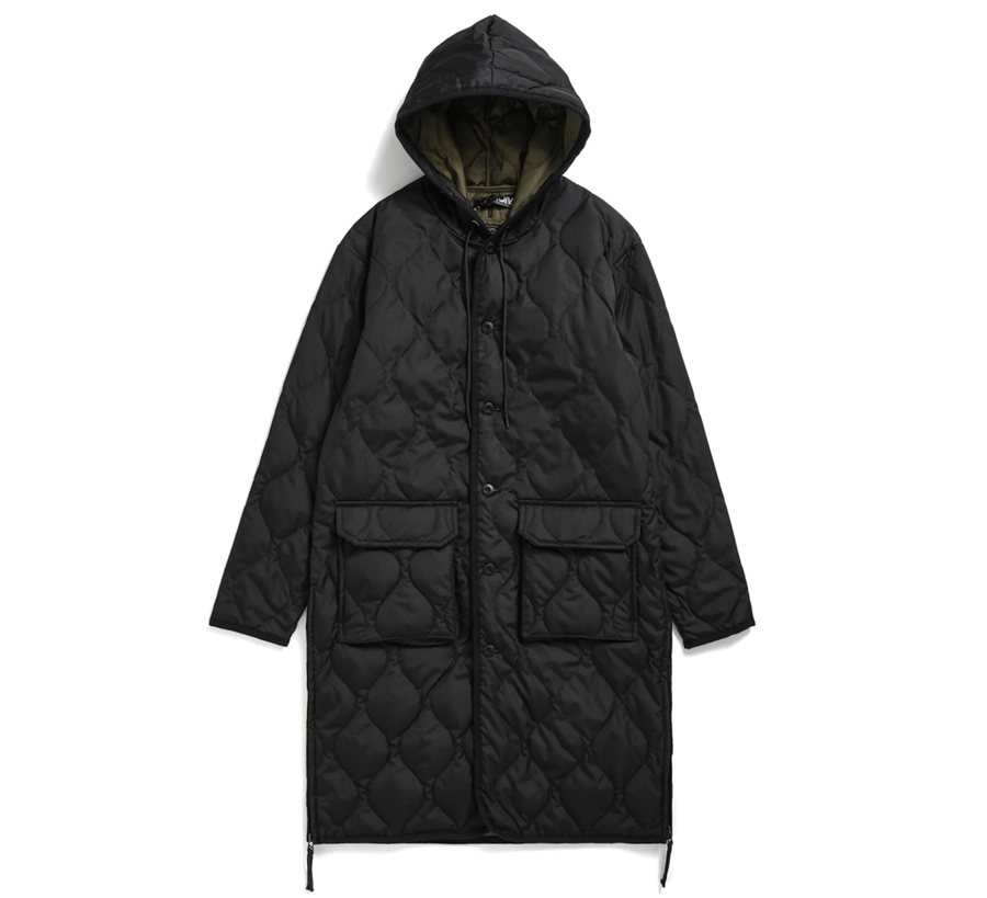 Taion / Black Long Military Hood Down Coat