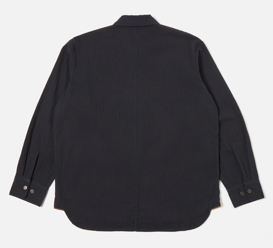 universal works Navy Ospina Cotton Travail Shirt, uk stockist, found bath, uk stockist found bath universal works