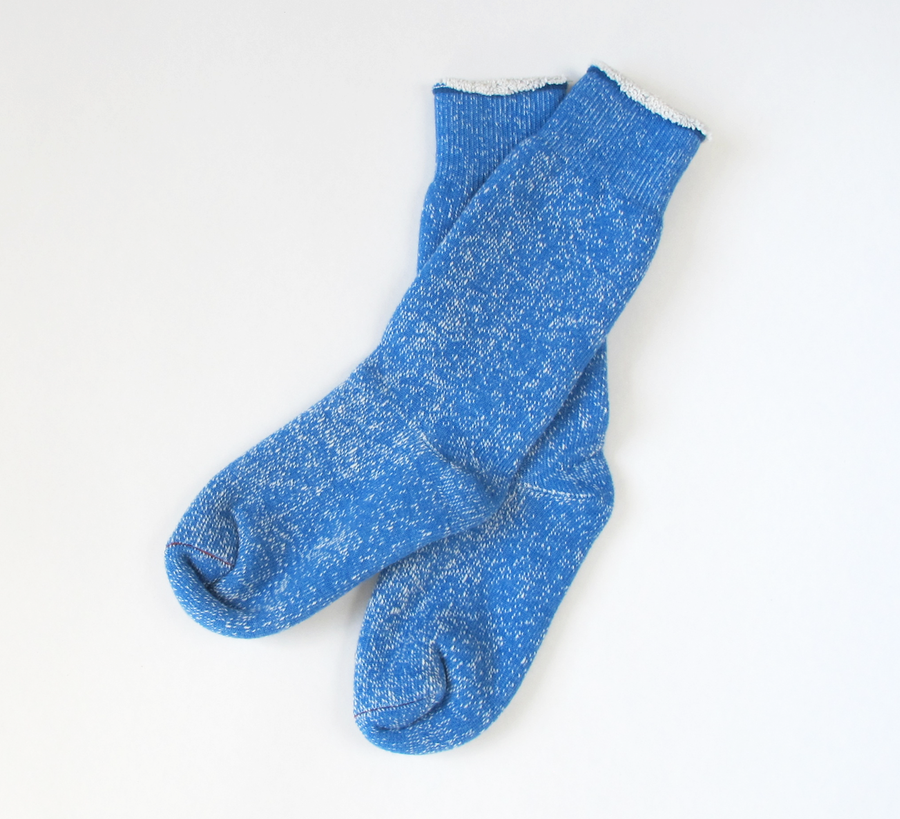 rototo, double face socks, found bath, found bath uk stockist, blue, marl, cotton, wool, ro to to, Japanese socks, made in japan, towelling, rototo uk stockist