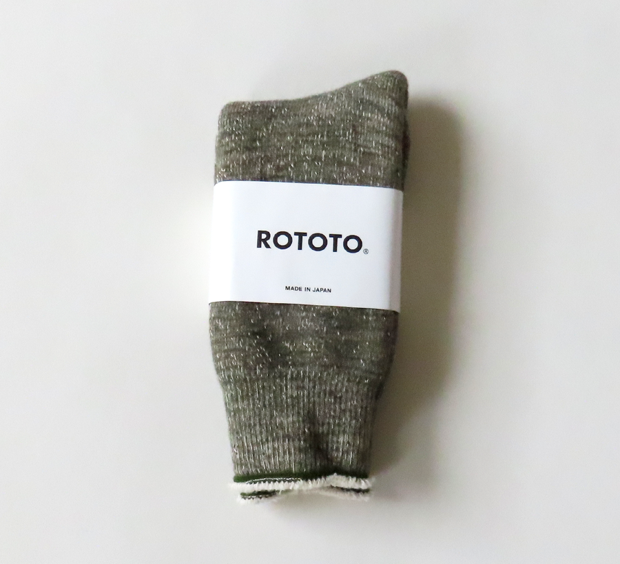 rototo, double face socks, found bath, found bath uk stockist, blue, marl, cotton, wool, ro to to, Japanese socks, made in japan, towelling, rototo uk stockist, army green
