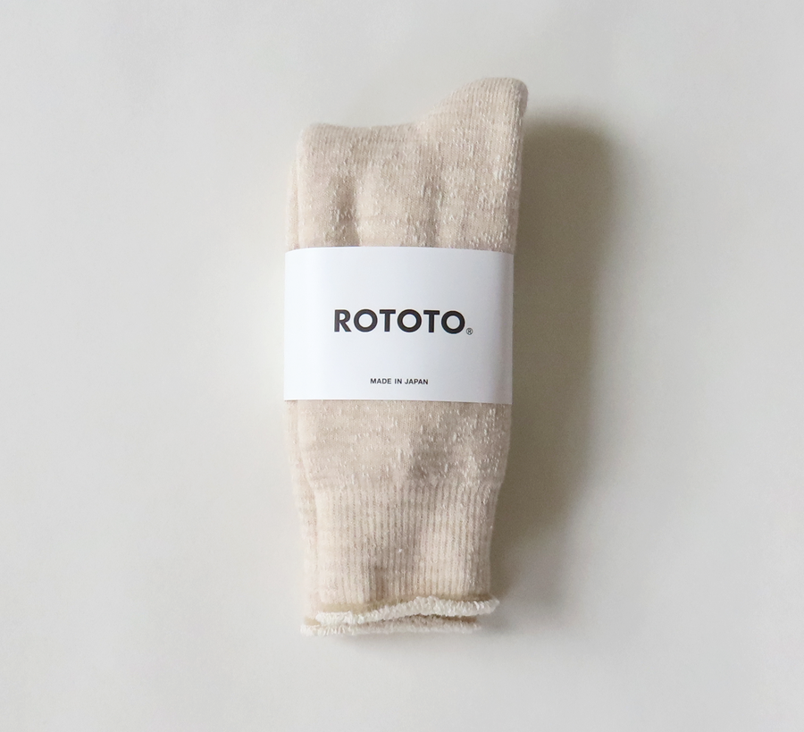 rototo, double face socks, found bath, found bath uk stockist, orange, marl, cotton, wool, ro to to, Japanese socks, made in japan, towelling, rototo uk stockist, oatmeal