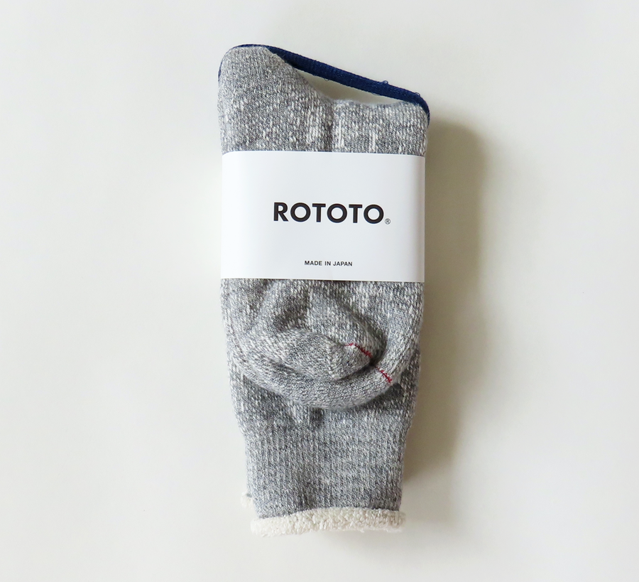 rototo, double face socks, found bath, found bath uk stockist, medium grey, marl, cotton, wool, ro to to, Japanese socks, made in japan, towelling, rototo uk stockist