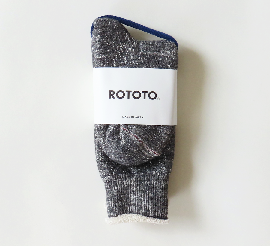 rototo, double face socks, found bath, found bath uk stockist, marl, cotton, wool, ro to to, Japanese socks, made in japan, towelling, rototo uk stockist, charcoal grey