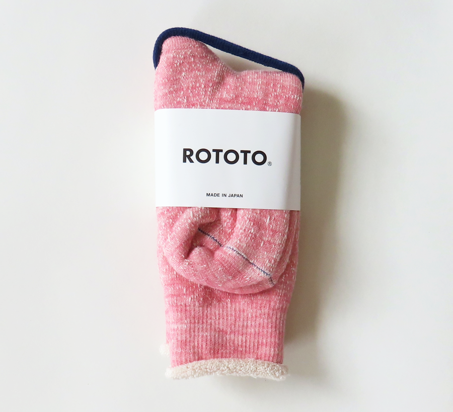 rototo, double face socks, found bath, found bath uk stockist, pink, marl, cotton, wool, ro to to, Japanese socks, made in japan, towelling, rototo uk stockist
