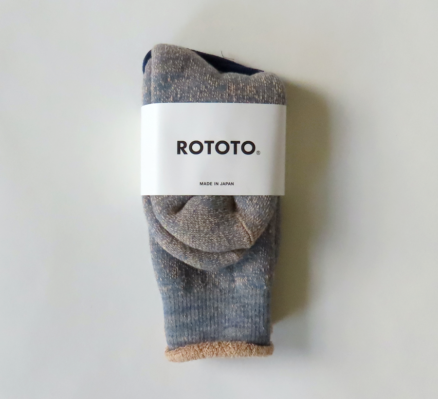 Rototo / Blue & Brown Double Face Socks
