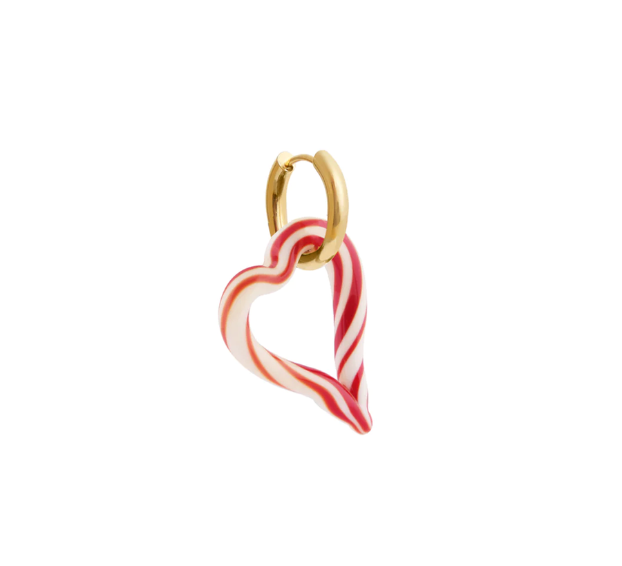 Sandralexandra / Ivory & Red Heart of Glass Single Earring