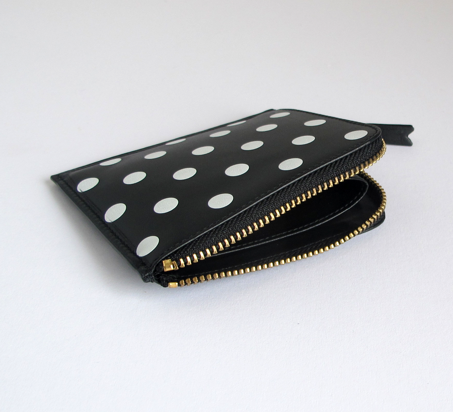 comme des garçons, polka dot, wallet, black, white, leather, found bath uk, found bath uk stockist, SA3100